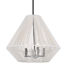 Golden 6937-4P BLK-WR - Golden Lighting Valentina 4-light Pendant in Matte Black and Bleached White Raphia Rope shade